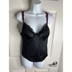 Lucy Perada Women's Satin Camisole Padded Bust Black ~ Size XL